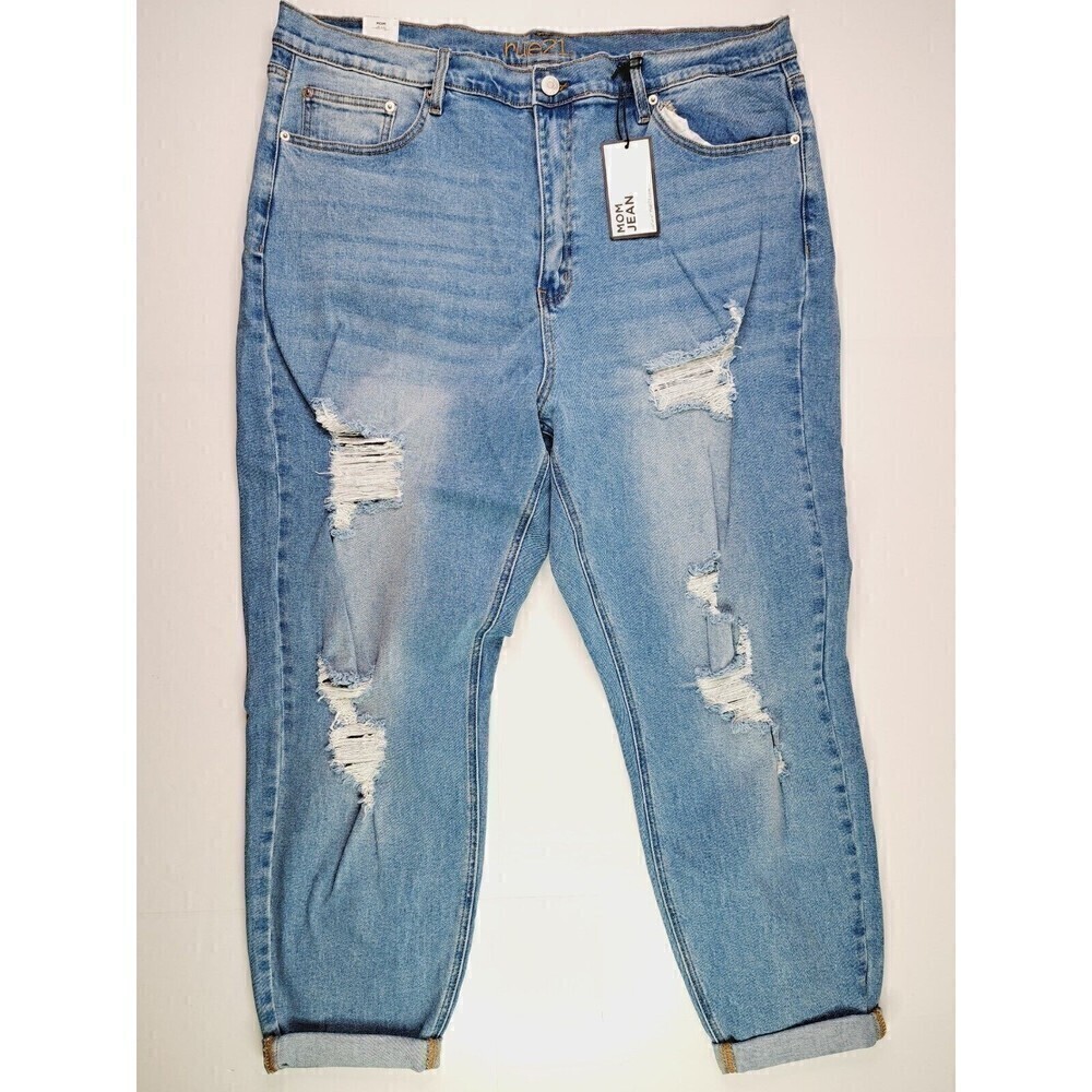 Rue 21+ Women's Distressed Cropped Mom Jeans Medium Wash Size 22 - Picture 2 of 6